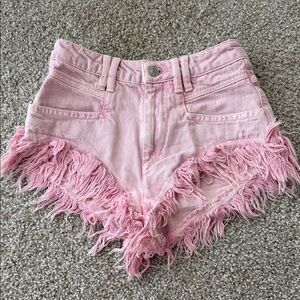 Isabel Marant Light Pink Frayed Jean Shorts